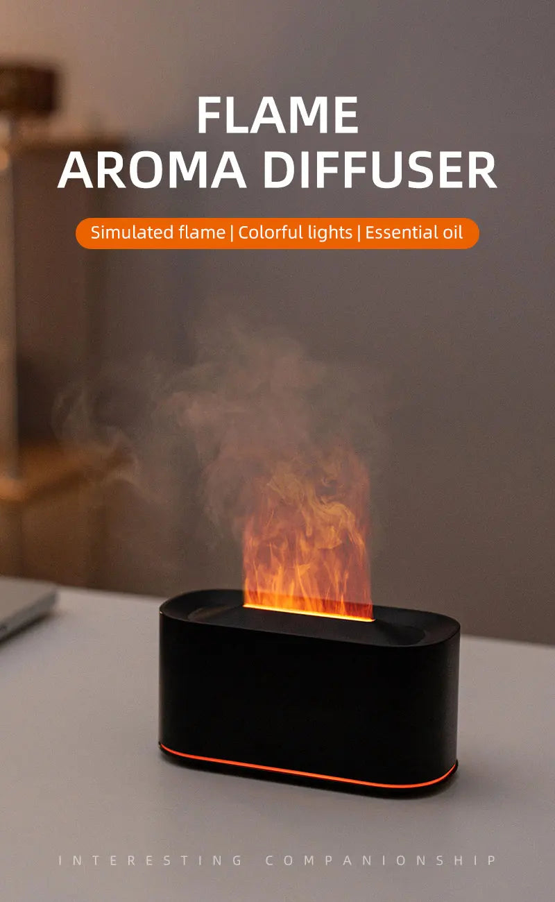 Essential Oil Diffuser,Flame Colorful Water Vapor Fire Humidifier for Aromatherapy Aroma Therapy Machine Room,Flame Diffuser
