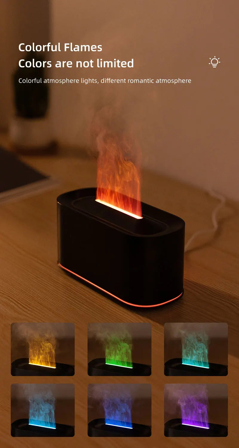 Essential Oil Diffuser,Flame Colorful Water Vapor Fire Humidifier for Aromatherapy Aroma Therapy Machine Room,Flame Diffuser