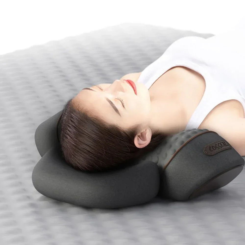 Electric Neck Massager Cervical Pillow Hot Compress Neck Stretch Heating Vibration Neck Shoulder Massage Pillow Back Traction