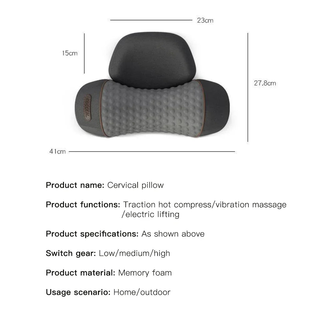 Electric Neck Massager Cervical Pillow Hot Compress Neck Stretch Heating Vibration Neck Shoulder Massage Pillow Back Traction